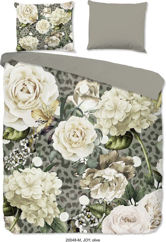 Pure Dekbedovertrek "bloemen" - Groen - 200x200/220 cm - Microfiber