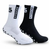 FS FitSockr Gripsocks FitSockr Gripsokken Voetbal 3 Paar - Sportsokken - Grip socks - Voetbalsokken - Padel sokken - Antislip Sokken Heren/Dames/Kind - One - Wit en Zwart - Maat 44-48