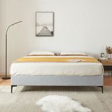 en.casa Tweepersoonsbed Lilla met matras 140x200 cm lichtgrijs