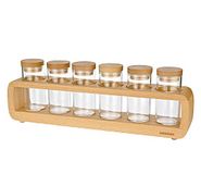 Zassenhaus Kruidenrek beuken, kruidenstandaard met 6 borosilicaatglazen