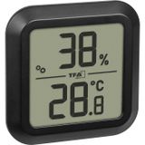 TFA Dostmann Digitale hygrometer, thermometer voor inbouw, 30.5061, voor controle van temperatuur en luchtvochtigheid, magnetisch, kalibratiebaar, hoge nauwkeurigheid (+/-1 °C), zwart