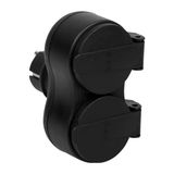ITENSE - Stekkerdoos, meervoudige stekkerdoos - 2 stopcontacten - 2 x 16A - IP44 - Waterdicht - Wandcontactdoos - Kleur: zwart - Materiaal: PVC - Spanning: 230V - Maximaal vermogen: 3680W