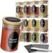 Zokore Set de pots à épices rond - 12 x 200 ml, Pots à épices en verre avec couvercle en bambou