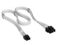 CORSAIR Elite Premium Type 5 Individueel Omhulde PCIe 8-Pins (6+2 Split) PSU-Kabel – Low-profile kabelkammen, drievoudige mesh paracord-omhulling, compatibel met Corsair Type 5 PSU's – Wit