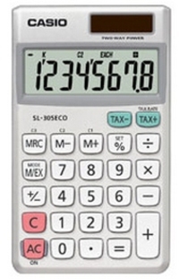 Casio SL-305ECO Pocket Calculator - Silver/White
