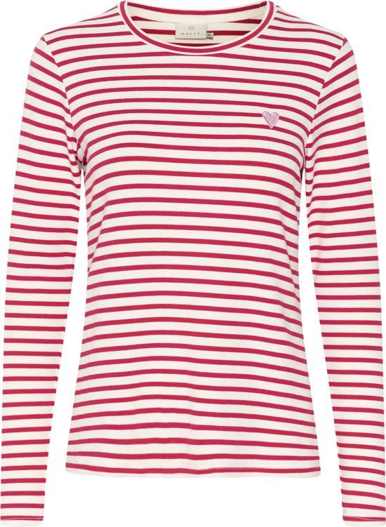 Kaffe Liddy T-Shirt Dames - XL - Chalk / Virtual Pink Stripe