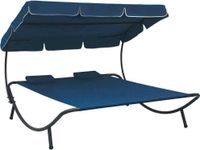 Prolenta Maison Exclusive - Ligbed met zonnedak en kussen, blauw