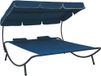 Prolenta Maison Exclusive - Ligbed met zonnedak en kussen, blauw