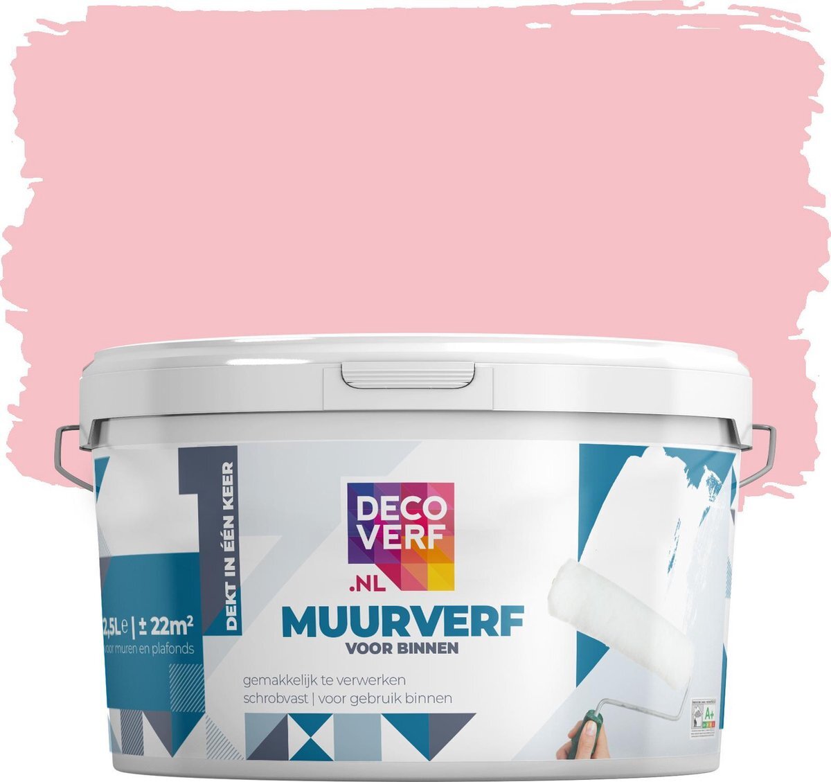 Decoverf.nl Decoverf muurverf mat, Marshmallow roze, 2.5L