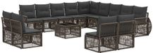 vidaXL Banc de jardin - Set - 14 pièces - Gris et Gris foncé - Polywood