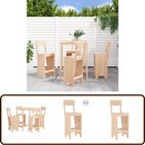 vidaXL Barset - 5-delig - Massief Grenenhout - Bruin