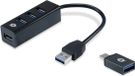 Conceptronic HUBBIES04B Hub USB 3.0 4 ports et adaptateur OTG pour USB-C