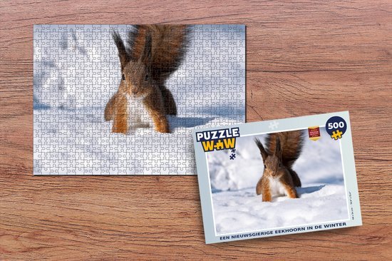 MuchoWow Puzzel Eekhoorn - Knaagdier - Sneeuw - Winter - Legpuzzel - Puzzel 500 stukjes