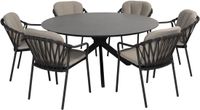 4 Seasons Outdoor Manitoba Locarno dining tuinset 160 cm rond 7 delig HPL antraciet
