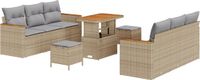 vidaXL Tuinbank - Set - 9 - st - Beige - poly - rattan
