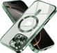 Techsuit Hoesje geschikt voor Apple iPhone 16 Pro - Luxury Crystal Back Cover - Geschikt voor MagSafe - Transparant/Donkergroen