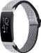 By Qubix - Compatible Fitbit bandje - Geschikt voor Fitbit Inspire 2 & Ace 3 Elastische solo loop nylon bandje - Zwart / wit