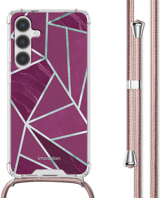 iMoshion Hoesje Samsung Galaxy S24 Plus - Bordeaux Graphic - Back Cover met Koord