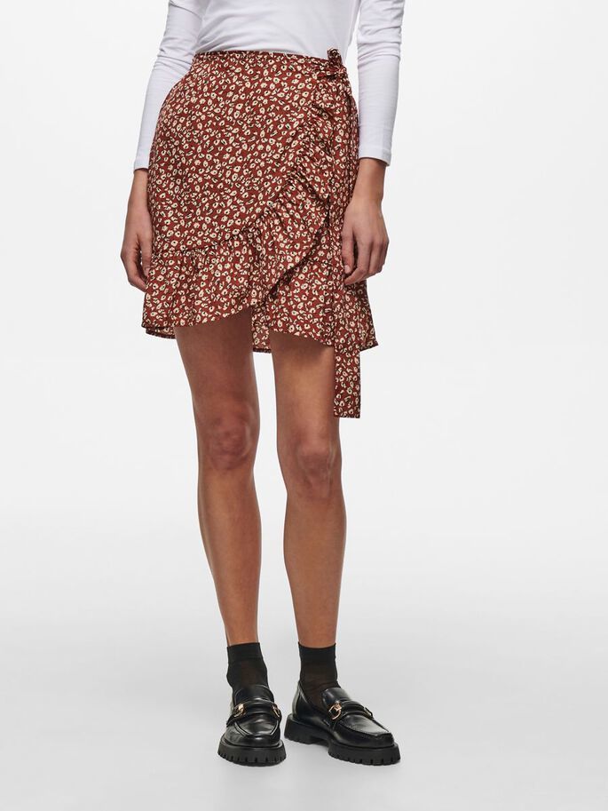 ONLY ONLOLIVIA WRAP SKIRT WVN NOOS Women's Skirt - Red / Henna - Size S
