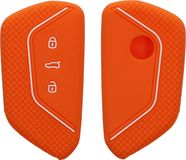 kwmobile autosleutel hoesje geschikt voor VW Golf 8 3-knops autosleutel hoes - TPU autosleutel behuizing - Beschermende auto sleutel case - Sleuteletui in oranje / wit