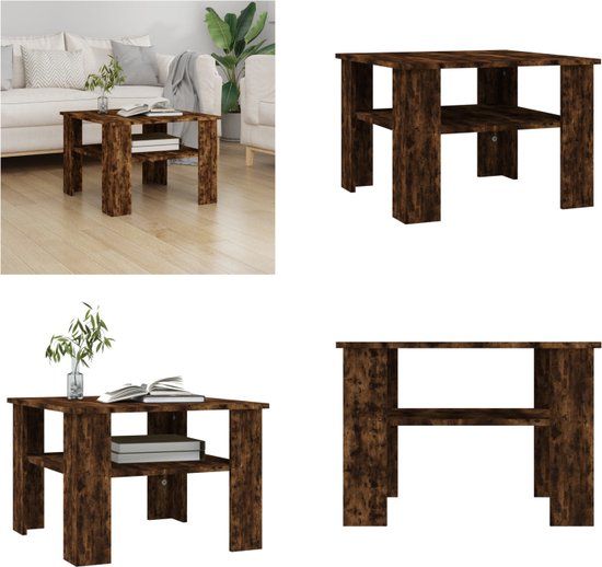 vidaXL Salontafel 60x60x42 cm bewerkt hout gerookt eikenkleurig