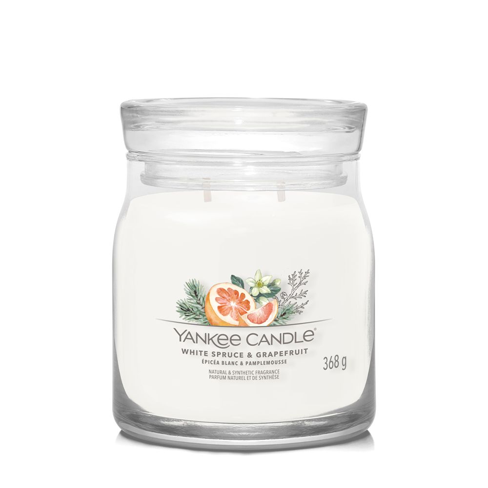 Yankee Candle White Spruce & Grapefruit Signature Medium Jar - Cylinder - White
