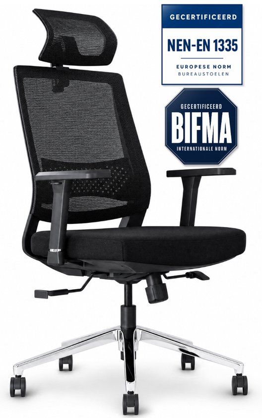 Stane® Ergonomische Bureaustoel - Office Gaming Chair - Zwart - Max. 155 kg - Met Armleuningen