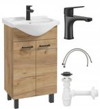Deftrans Mea Serie - Badkamerkast - 50 cm - Zwart Kranen - Dąb Craft