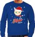 Bellatio Decorations Foute Kersttrui Merry Miauw Christmas - kat / poes - blauw - heren L