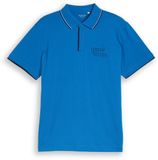 Tom Tailor - Jersey poloshirt met print - Maat S - surf blue