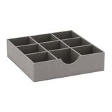 Household Essentials 728-1 Diepe 9 Sectie Lade Organizer Box voor Opslag 12" x 3.15" | Grijs, Stof