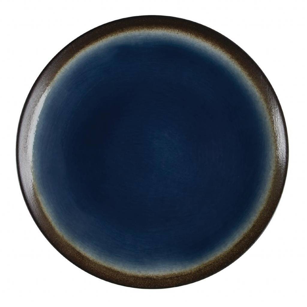 Olympia Nomi Tatapascoupeborden - Rond - Blauw/zwart - Aardewerk - 25,5 cm Ã˜ - 4 stuks