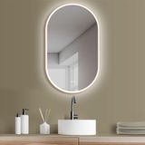 HOKO Miroir de salle de bain LED Ovale 50x90cm Cadre Or Anti-buée Éclairage direct Température de couleur réglable en continu Fonction mémoire IP44 Liverpool
