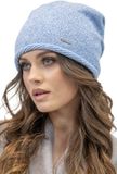 Vivisence Dames Wintermuts Wol Met Zachte Voering - Lichtblauw gemêleerd
