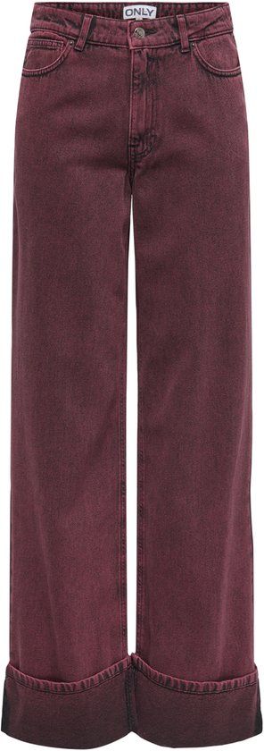 ONLY - ONLMADISON-SOPH HW WIDE FOLD UP PNT - Bordeaux - Maat M/32 - Meisjes - Jeans