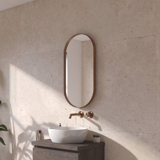 Ben Vita ovale spiegel 40x80 cm Geborsteld koper