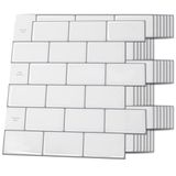Art3d Tegelstickers 3D Subway Zelfklevende Tegels Keuken Badkamer Warm Wit Ondoorzichtige Peel en Stick Achterwand 30 x 30cm