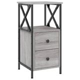 VidaXL Nachtkastjes 2 stuks 34x35,5x70 cm bewerkt hout grijs sonoma eiken