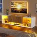 Console TV, 3 étagères, convient aux téléviseurs jusqu'à 70 pouces, avec plateaux en verre, 2 tiroirs, convient pour le salon ou la chambre