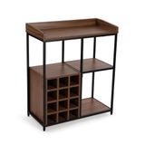 Versa Wijnrek, industriële stijl, 120 x 65 x 30 cm, MDF-hout en metaal, zwart en bruin
