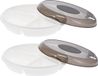 Merkloos Excellent Houseware Magnetronschaal met vakjes - 2x - deksel - beige - kunststof - Dia 24 x H 6,5 cm