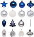 JJA SAS Set de boules de Noël et décorations, 60 pièces, bleu, 8 cm