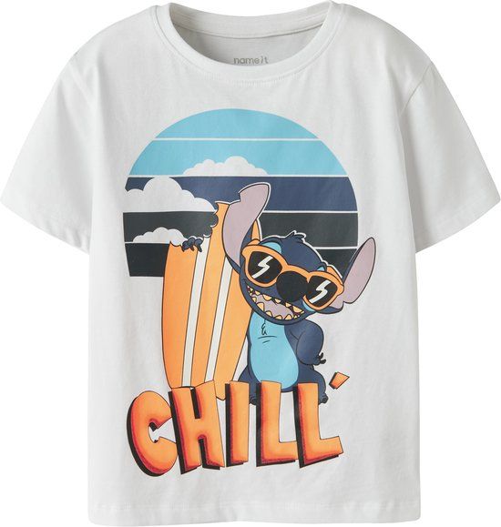 NAME IT Jongens T-shirt Lilo & Stitch met korte mouw en ronde hals - Maat 110