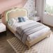 Pangivo Lit Simple 90x200 Cm Rembourré En Lin Beige Avec Led Et Tête De Lit Réglable