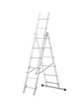 Drabest Basic Home Échelle en Aluminium 3 Éléments – Escabeau 3x7 Marches – Escabeau en Aluminium Léger – Échelle Pliable pour la Maison – Capacité 150 Kg – 46x190x13cm