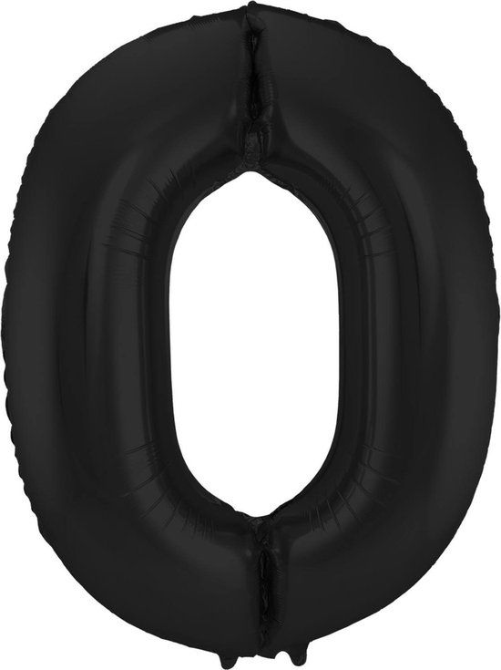 Folat Folieballon Cijfer 0 Zwart Metallic Mat - 86 cm