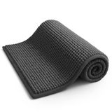 KEPLIN Antislip badmat - Zachte en comfortabele microvezelmat met machinewasbaar ontwerp - waterabsorberend en sneldrogend om de badkamer hygiënisch en schoon te houden (grijs)