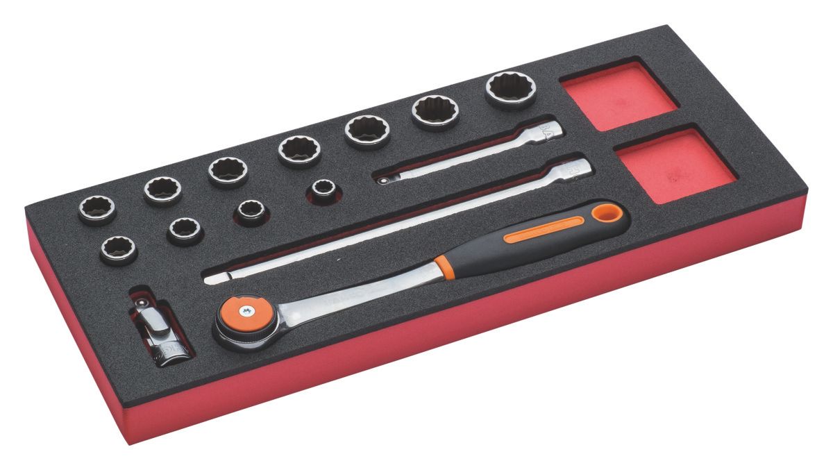 Bahco Foaminlay Fit&Go 1/3 met doppen en toebehoren 1/2" - 15-delig - FF1E2204