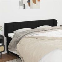 vidaXL Tête de Lit avec Oreilles Meuble de Chambre à Coucher Accessoire de Lit Double Tête de Cadre de Lit Intérieur Noir 183x23x78/88 cm Tissu