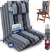 Beautissu Sun-HL Set van 4 Premium Hoge Rugleuning Stoelkussen 120x50 cm UV-bestendig 8cm Dik met Hoofdkussen & Bevestigingsbanden Antislip Antraciet Gestreept